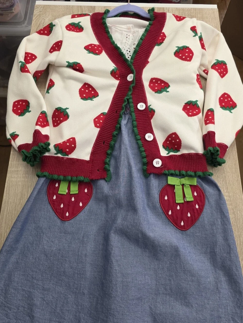 Girls 3 Piece Strawberry Outfit Set Size 10-12